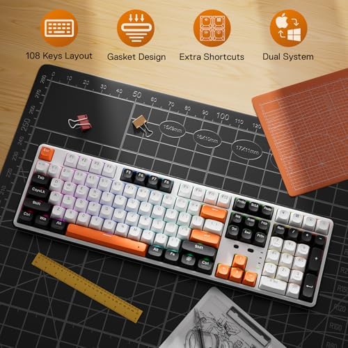 Redragon K689 PRO Wireless 108-Key Gasket RGB Gaming Keyboard, 4 Hotkeys
