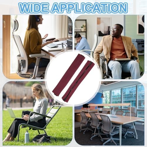 PATIKIL 22x4.3 in Office Chair Armrest Covers, 2 Pair Office Chair Arm Covers Long Computer Chairs Arm Rest Cover with Zipper Removable Rest Slipcover Hand Rest Protector, Burgundy