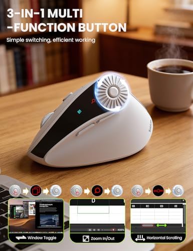 SABLUTE MAM51 Ergonomic Mouse, Wireless Mouse with Side Scroll Wheel