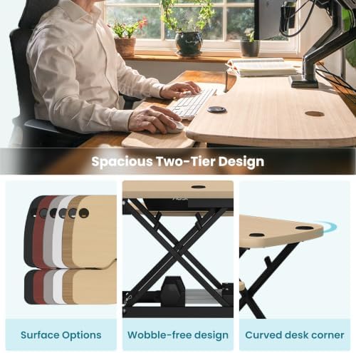 VERSADESK PowerPro 48 Inch Electric Standing Desk Converter – Push-Button Height Adjustable Sit to Stand Desk Riser for Multiple Monitors – Motorized Desktop Workstation with Wide Keyboard Tray, Black