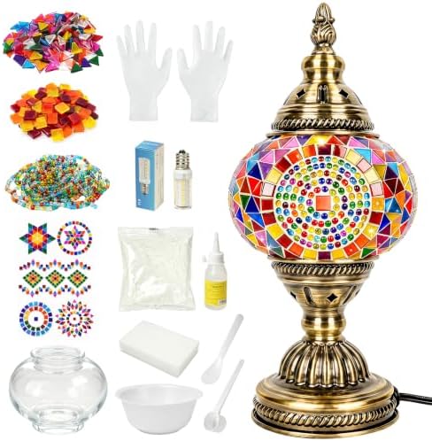 Joyclub DIY Turkish Mosaic Lamp Kit for Adults, Beginner Friendly, Colorful