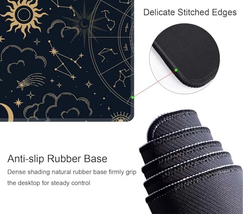 Zodiac Wheel XL Black Gaming Mousepad, Large 31.5''X 11.8'' Deskpad, Desk Mat with Cute Design, Perfect for Laptop, Computer Keyboard, Mouse