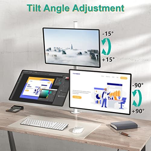 WALI Tall Triple Monitor Stand, Fully Adjustable Three Monitor Desk Mount Fits 3 Screens up to 27 inch, 22 lbs. Weight Capacity per Arm (M003-W), White