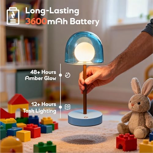 Blue Cordless Nursery Lamp, LED Small Kids Lamp, Shower Lamp IP44