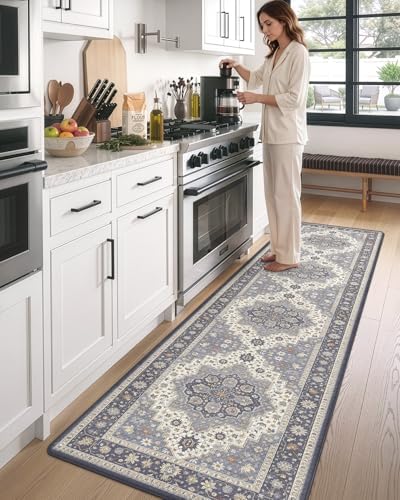 DEXI Kitchen Floor Mats Cushioned Anti Fatigue Runner Rug 24x107 Dark Grey