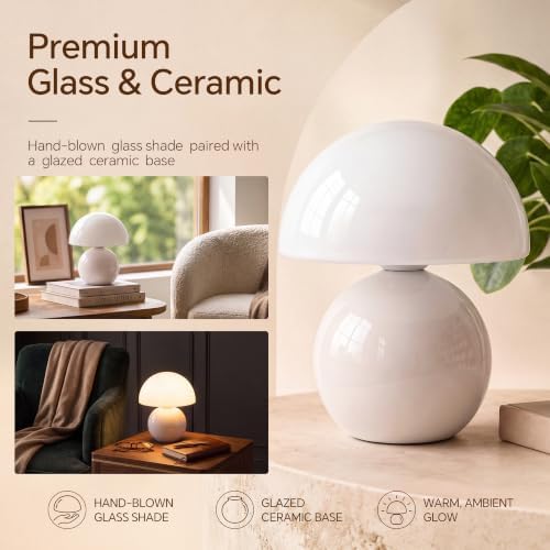 Dawnwake Mushroom Lamp Table Lamps Set of 2 for Bedroom Living Room,White