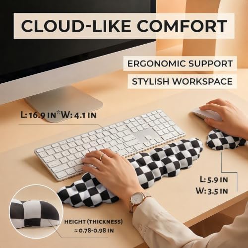 Cloud Wrist Rest Set for Keyboard & Mouse. Silky Fabric Surface
