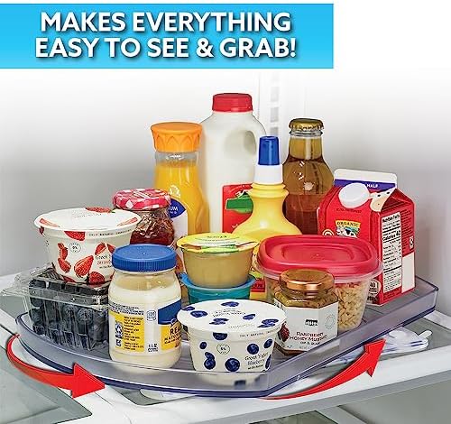 Ontel Smart Spin Rotating Refrigerator Organizer - Use This Lazy Susan as a Rotating Spice Rack, Condiment Organizer, Cabinet Organizer or for Kitchen, Panty or Fridge Organization and Storage, Clear