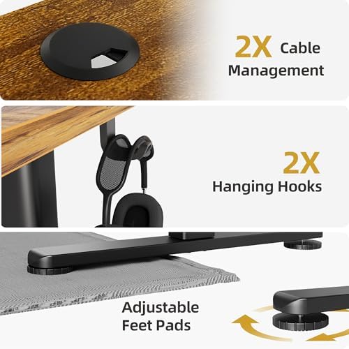 INNOVAR Electric Height Adjustable Standing Desk, 40x24 Inch, Rustic Brown