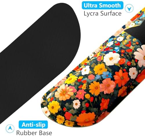 Dapesuom Enlarge Keyboard Wrist Rest, Memory Foam Wrist Cushion for Desk Mats Support, Typing Pain Relief Keyboard Mouse Pad Rests Set with Non-Slip Base for Gaming Laptop Computer, Cat Flower Bush