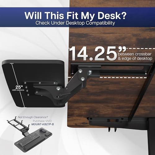 VIVO Black Under Desk 25 x 10 in Keyboard Tray, MOUNT-KB03B