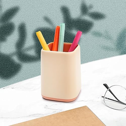 ZUFECY Pencil Holder, Makeup Brush Holder Desktop Organizer Storage Case Scandinavian Design for School Home Office Supplies (Pink)