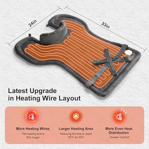 WUGE Comfort Gifts for Women Men, Heating Pad for Neck Shoulder and Back, Birthday Gift for Women Men, Large Weighted Heat Pad, ETL Certified, Gray