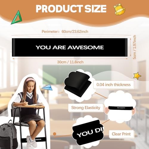 Libima 12 Pcs Classroom Chair Bands for Kids with Fidgety Feet Inspirational Stretchy Resistance Fidget Chair Bands with Sensory Needs Flexible Seating for School Students(Black,1.1mm)