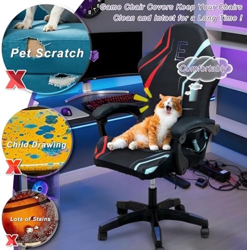 Gaming Chair Covers, 3D Printing One-piece Fit Cat Scratch Proof