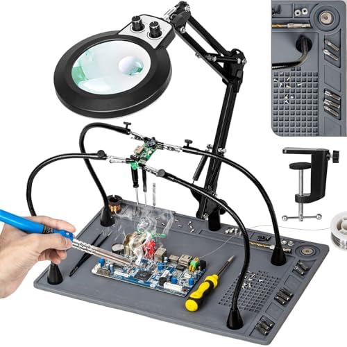Helping Hands Soldering Station, 10X 30X Magnifying Glass with Light