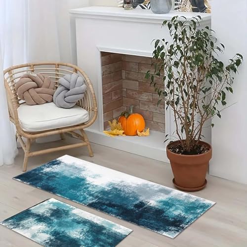 Kitchen Mats for Floor, 2PCS Waterproof Cushioned Non-Slip Anti Fatigue Rugs for Kitchen,Washable Comfort Absorbent Kitchen Mat Set for Laundry Sink Office Farmhouse Home