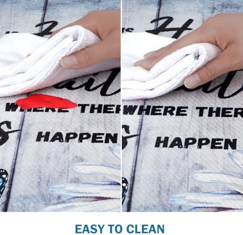 Likiyol Butterfly Floral Kitchen Mats for Floor Farmhouse Anti Fatigue Mats for Kitchen Floor, White Daisy Kitchen Rugs Non Slip Washable Floor Comfort Mats, 18'' x 30'' + 18'' x 48'' + 18'' x 60''