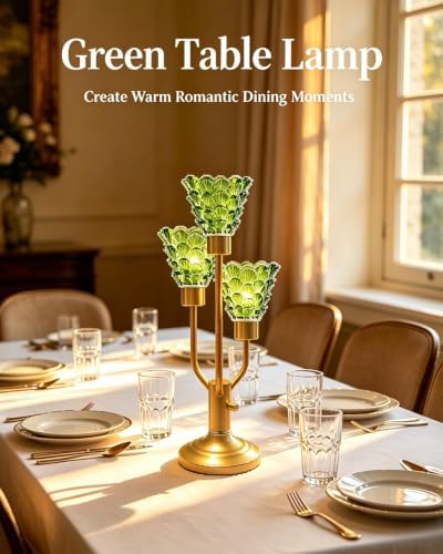Lightdot Green Glass Mid Century Modern Table Lamp Bulbs Included Dimmable