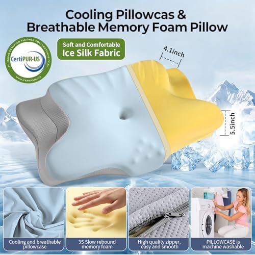 Ylekto Cervical Neck Pillow for Pain Relief - Contour Memory Foam Pillows
