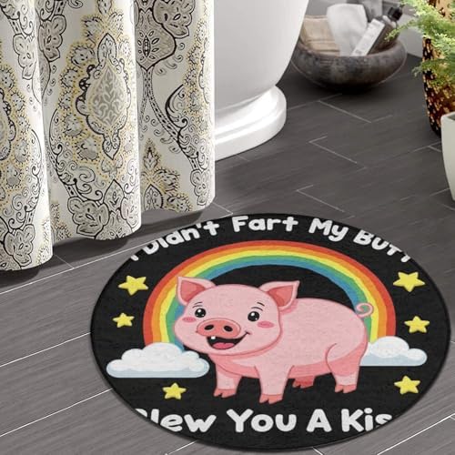 Circular Rugs Large Modern Round Area Rug Fashion Decor Mat for Home Office Pink Pigs Animal I Didnt My Blew You A Kiss