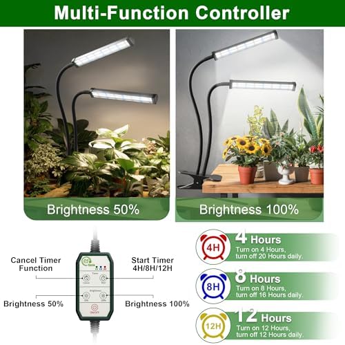 GooingTop Grow Light 100W 6000K, Super Bright White Desktop Clip Plant Lamp
