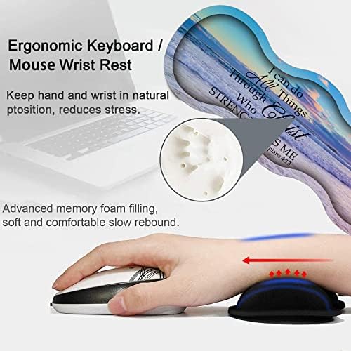 Large Gaming Mouse Pad, Keyboard Wrist Rest pad + Mouse Wrist pad + Coaster Set Extended Waterproof Non-Slip Table mat Suitable for Home Office Learning Games - Philippians 4-13