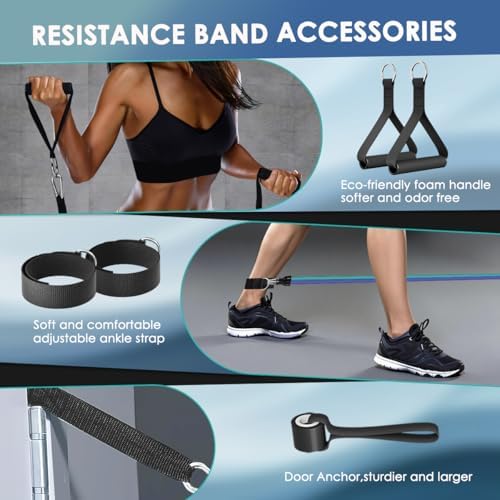 WHATAFIT Resistance Bands, 5 Level Exercise Bands with Handles for Workout