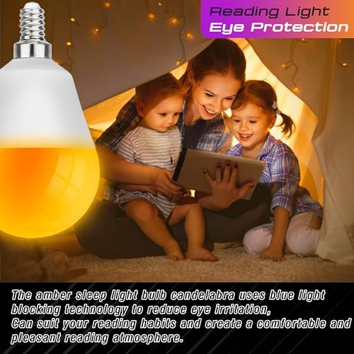 Amber Sleep Light Bulbs E12 Small Candelabra Base, Warm Light Bulb 1800K