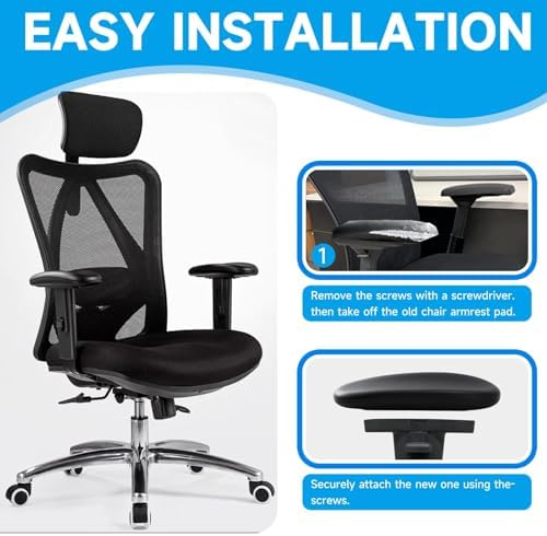 Office Chair Replacement Armrest Arm Rest Pads Caps Fit Univeral Desk Chair Arms 4" Mounting Hole with Mounting Hole Patterns Screws Black