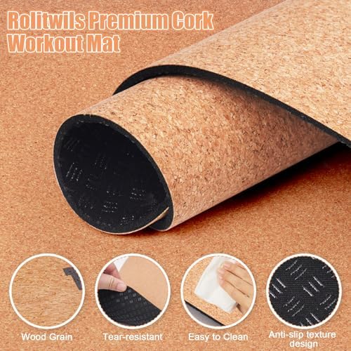 Under Desk Elliptical Mat - Non-Slip Exercise Equipment for Peloton Bike, Small Exercise Mat for Desk Workout Equipment, Premium Cork Surface