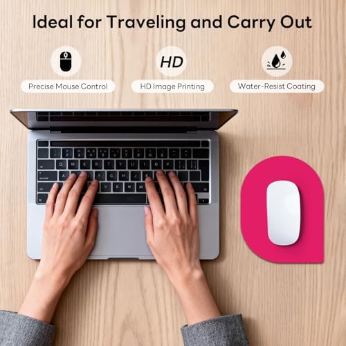 Contoured Oval Mouse Pad 6x8in Non-Slip for Laptop,Rose Red