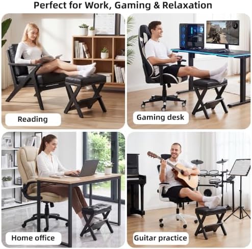 Foot Rest Under Desk at Work, Solid Wood Double Step Footrest