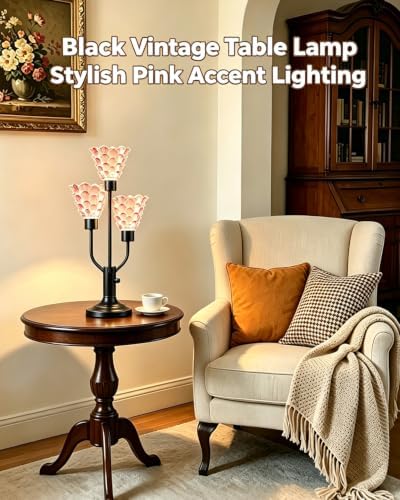 Lightdot Mid Century Modern Black Glass Table Lamp Dimmable Bulbs Included