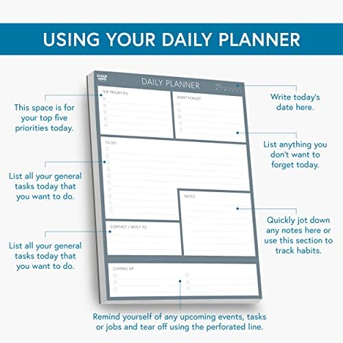 Clear Mind Concepts Daily Planner Desk Pad, Undated To Do List, 100 Sheets