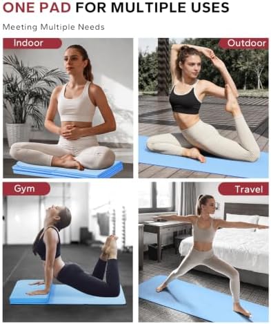 HAPBEAR Foldable Yoga Mat - 72"x24"x0.24" (6mm), Non-Slip TPE Exercise Mat for Home Workout, Yoga, Pilates,Stretching, & Travel, Durable & Eco-Friendly, Includes Carry Bag