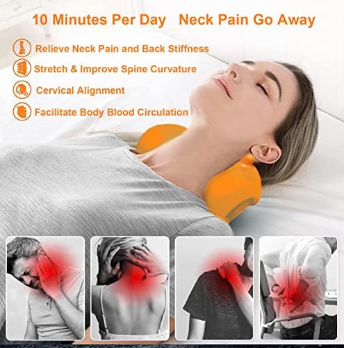 Cervical Traction Device Pillow Neck Stretcher Equipment for TMJ Neck Pain Relief Neck and Shoulder Relaxer with Upper Back Massage Cervical Spine Alignment Chiropractic Pillow