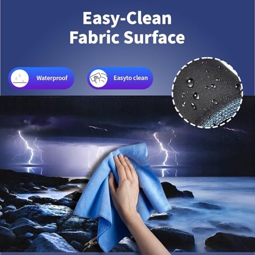 Lightning Thunderstorm Ocean Large Mouse Pad, Stormy Rocky Sea Desk Mat