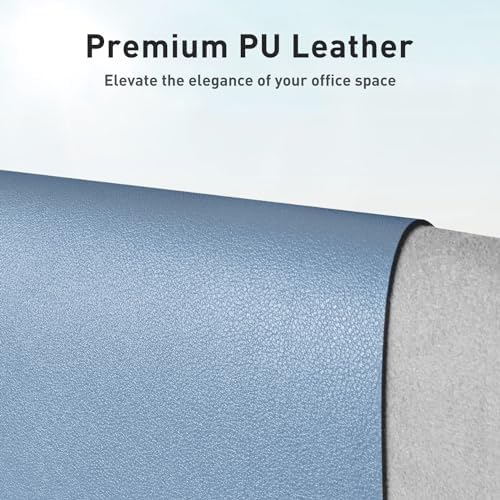 Aothia Faux Leather Desk Mat - Non-Slip PU Leather Desk Blotter, Waterproof Writing Surface, Large Desk Pad for Office & Home (Denim Blue, 55" x 24")