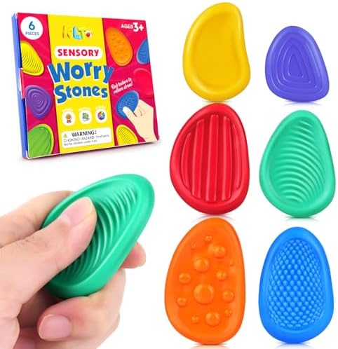 Fidget Toys Sensory Stone for Kids: 6 Pack Textured Soft Worry Stone for Autism Kids Calming - Fidget Stress Toys for Students Stress Relief - Small Prizes Fidget Toys