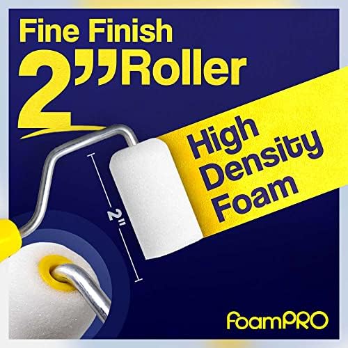 FoamPRO 162 | 2” Fine Finish Paint Roller | Mini Foam Roller (1 Pack) | Foam Paint Roll Cover + Paint Roller Handle | Home Painting Supplies & Paint Tools
