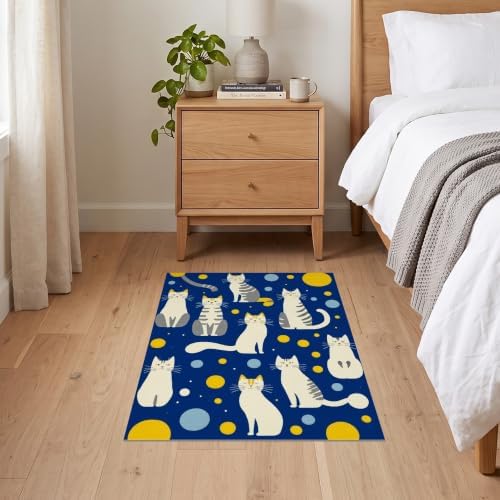 2'x3' Blue Yellow Cat Symphony with Golden Ultra-Soft Accent Mat