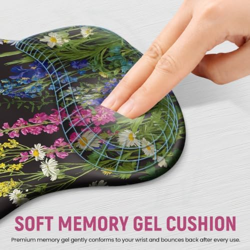 Ergonomic Mouse Pad with Wrist Rest, Gel Wrist Support, Bloom