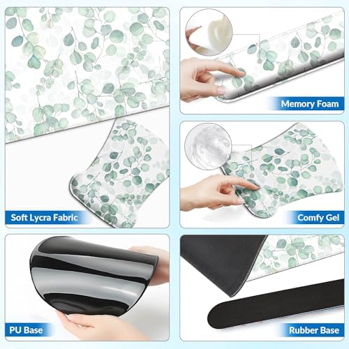 Desk Mat Set Keyboard and Mouse Pad with Wrist Rest Support