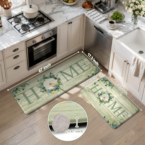 KIMODE Kitchen Mats for Floor Cushioned Anti Fatigue 2PCS Kitchen Rugs