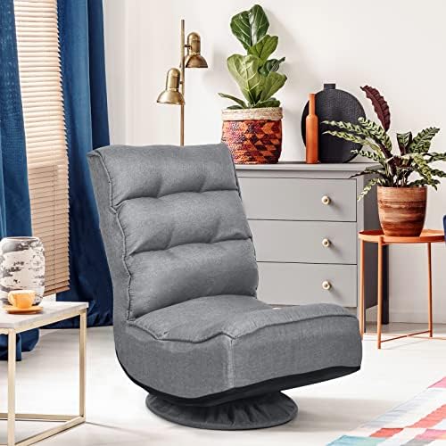 COSTWAY Folding Floor Chair, Adjustable 5-Position Swivel Gaming Chair