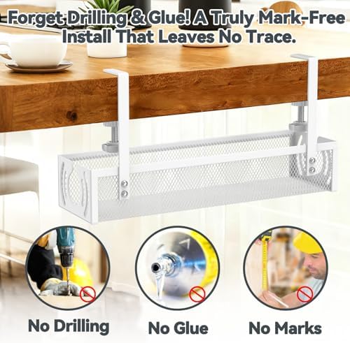 Cable Management, 15'' Under Desk Cable Management Tray No Drill