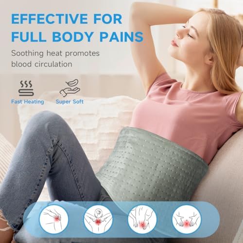 GOTCOZY Heating Pad 12"x24" for Back Pain Relief & Cramps(Grey)