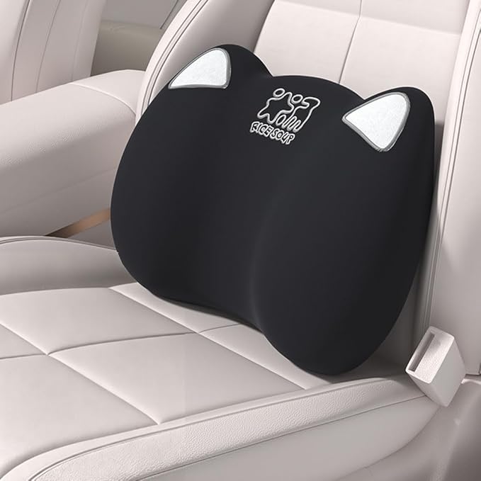 Latex Car Lumbar Support Pillow, Ergonomic Car Back Cushion, Car Seat Back Support for Driving Lower Back Pain Relief Waist Pillow (Black)