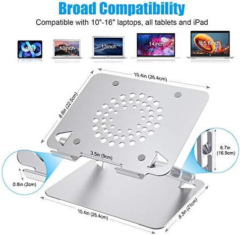STOON Laptop Stand, Adjustable Computer Riser Stand for Desk, Aluminum Ventilated Cooling Notebook Stand Mount with Heat-Vent, Compatible with MacBook Air Pro, Lenovo, Dell, HP, More 10-16” Laptops